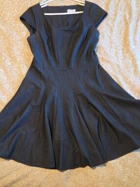 Calvin Klein Charcoal Fit-and-Flare Cap Sleeve Dress
